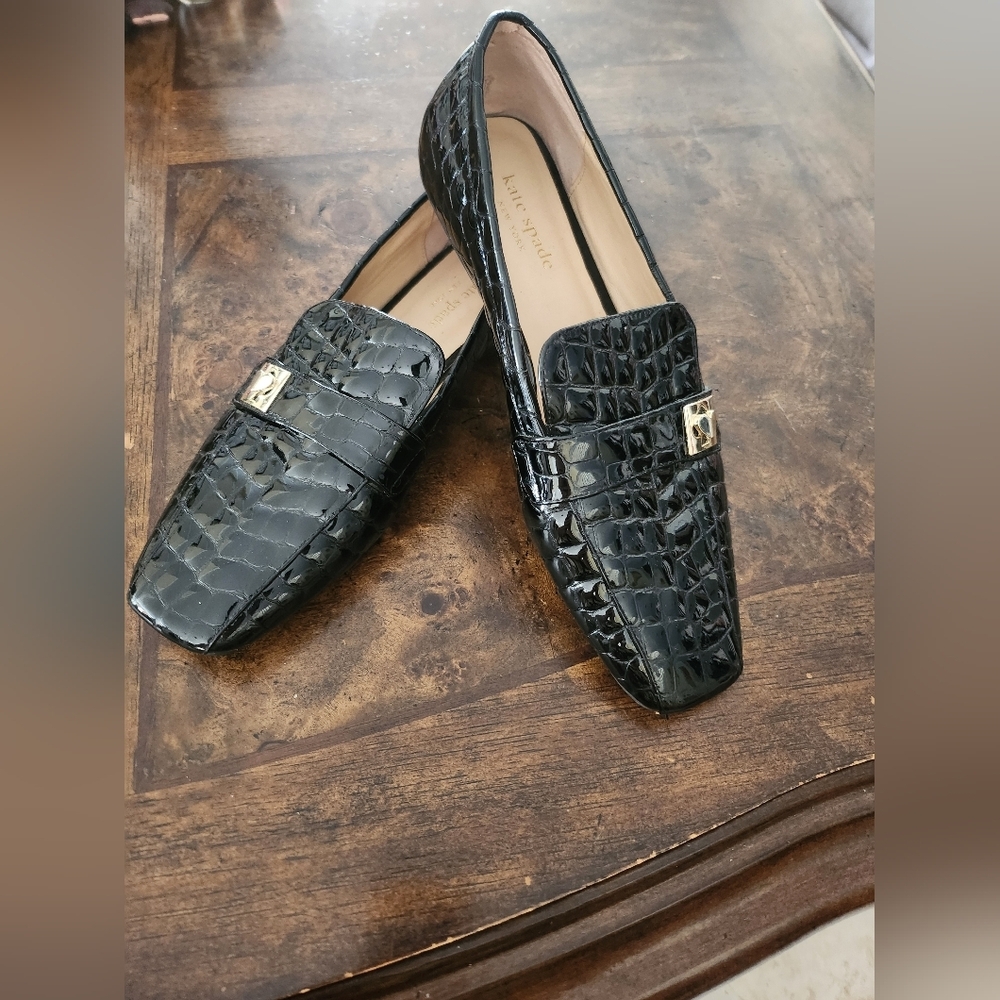 Kate Spade Darien Loafers Croc Embossed Patent Leather Size 8.5